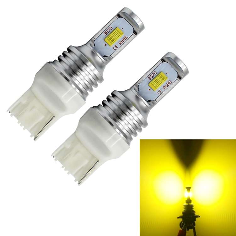 2 PCS T20/7440 72W 1000LM 6000-6500K Bright White Light Car Turn Backup LED Bul ... (Yellow Light)