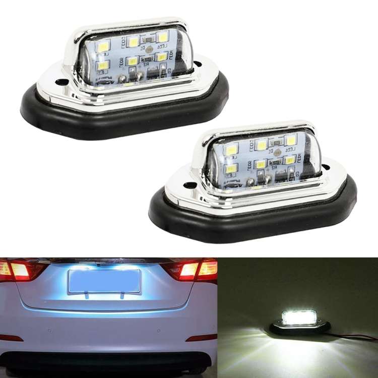 2 PCS MK-257 Car Van Bus Trailer LED Taillight Side Light 12-30V 6LEDs License Plate ... (Silver)