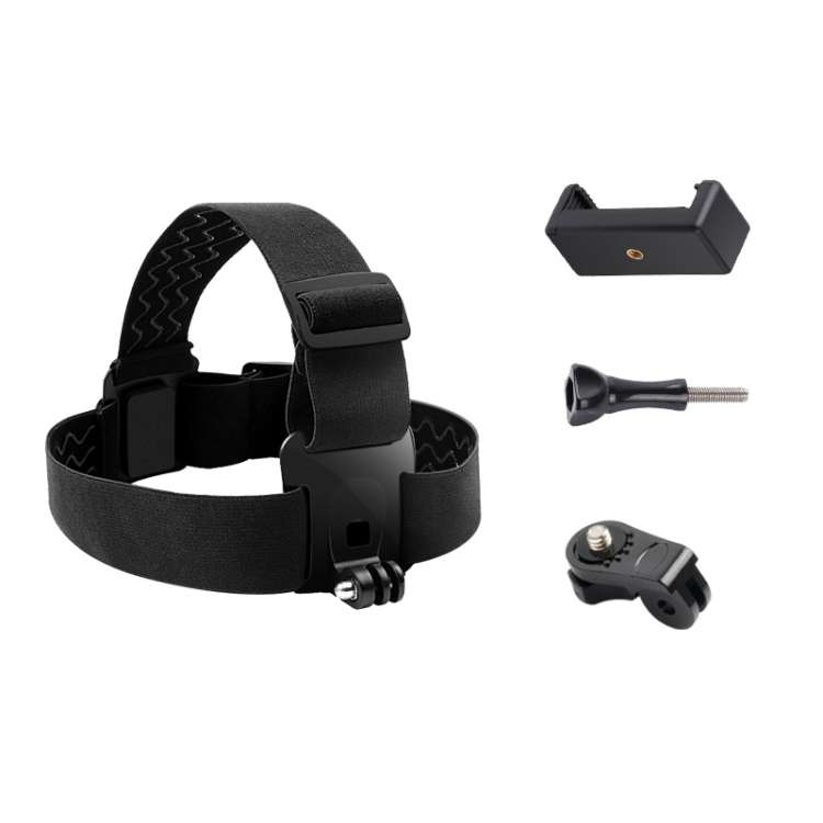 Elastic Mount Belt Adjustable Head Strap with Phone Clamp & Screw & S-type Adapter for ... (Black)