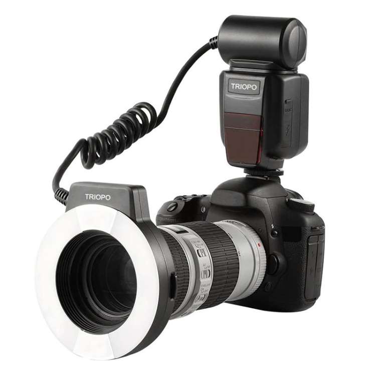TRIOPO TR-15EX Macro Ring TTL Flash Light with 6 Different Size Adapter Rings For Niko ... (Black)