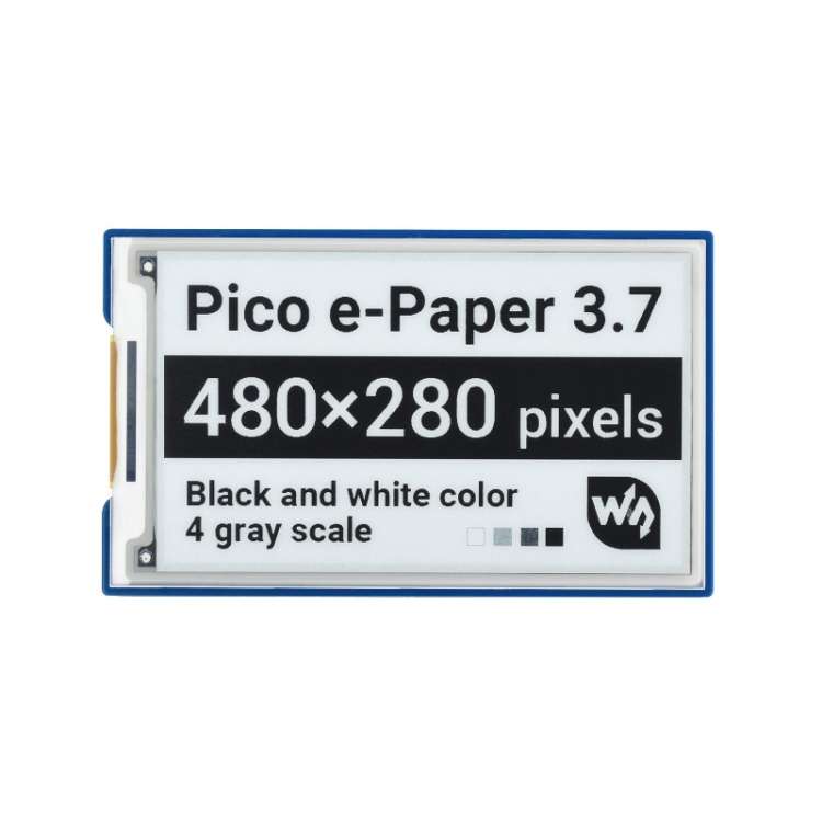 Waveshare 3.7 inch 480x280 Pixel E-Paper E-Ink Display Module for Raspberry Pi Pico, 4 Grayscale,