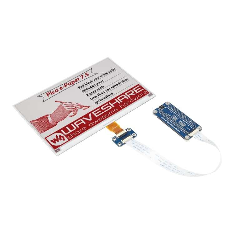 Waveshare 7.5 inch 800x480 Pixel Red Black White E-Paper E-Ink Display Module (B) for Raspberry Pi