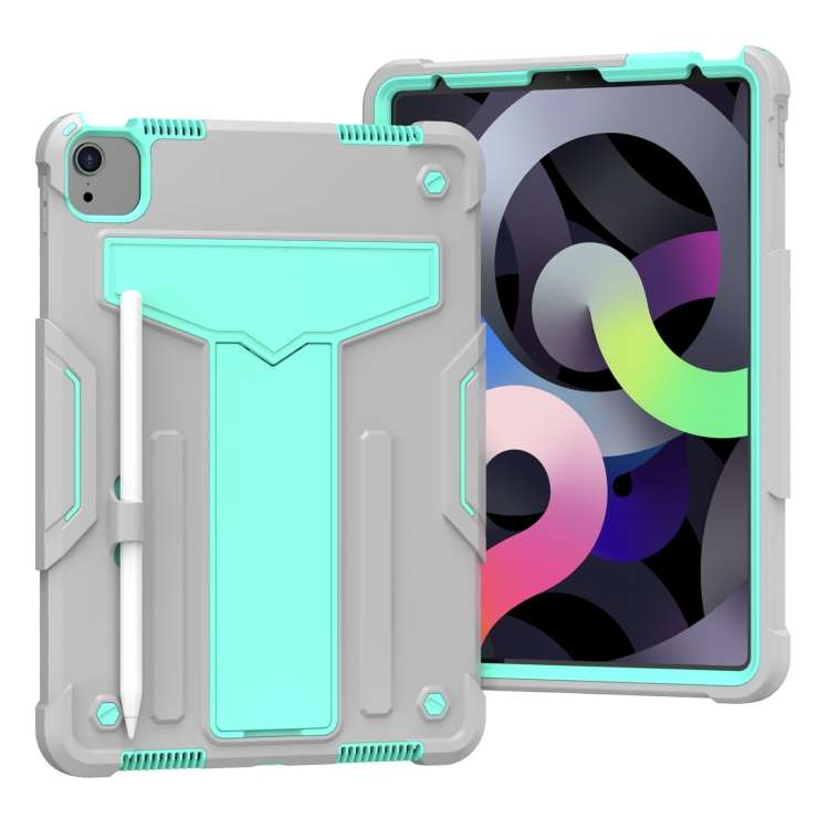 For iPad Air 2022 / 2020 10.9 / iPad Pro 11 T-shaped Bracket Contrast Color ... (Grey+Mint Green)