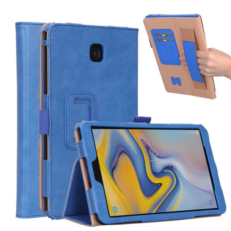 For Samsung Galaxy Tab A 8.0 (2018) T387 Business Retro PU Horizontal Flip Leather Case ... (Blue)