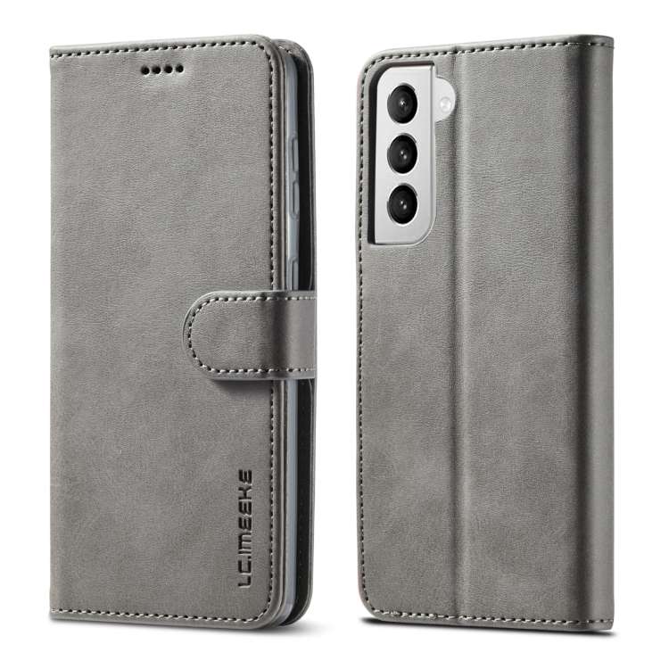 For Samsung Galaxy S21 5G LC.IMEEKE Calf Texture Horizontal Flip Leather Case with Hold ... (Grey)