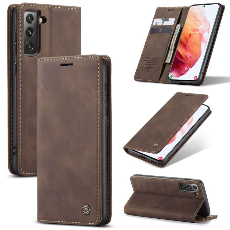 For Samsung Galaxy S21+ 5G CaseMe 013 Multifunctional Horizontal Flip Leather Case wi ... (Coffee)