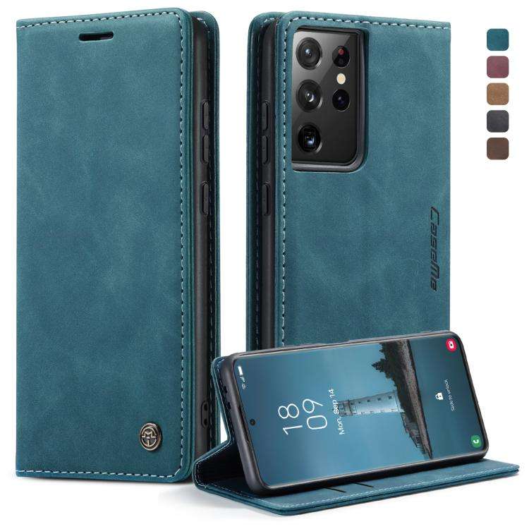 For Samsung Galaxy S21 Ultra 5G CaseMe 013 Multifunctional Horizontal Flip Leather Case ... (Blue)