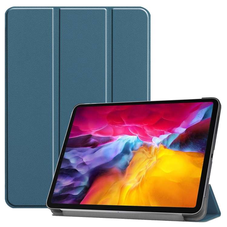 For iPad Pro 11 2022 / 2021 / 2018 Custer Texture Leather Smart Tablet Case (Dark Green)