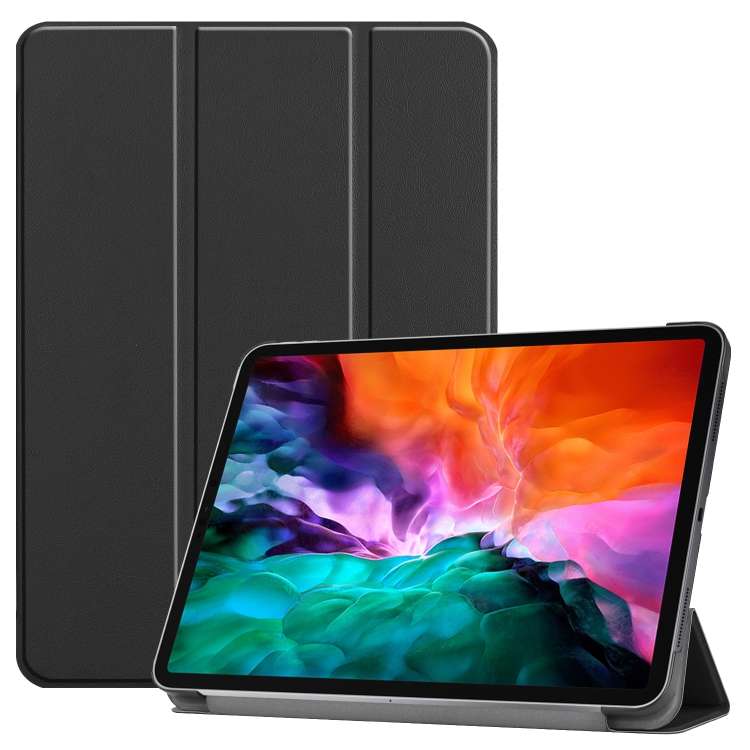 For iPad Air 13 2024 / Pro 12.9 2022 Custer Texture 3-folding Smart Leather Tablet Case(Black)
