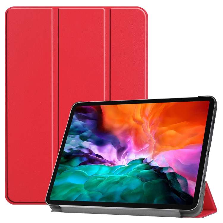 For iPad Air 13 2024 / Pro 12.9 2022 Custer Texture 3-folding Smart Leather Tablet Case(Red)
