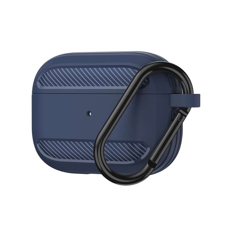 Wireless Earphones Shockproof Carbon Fiber Armor TPU Protective Case For AirPods Pro(Blue)