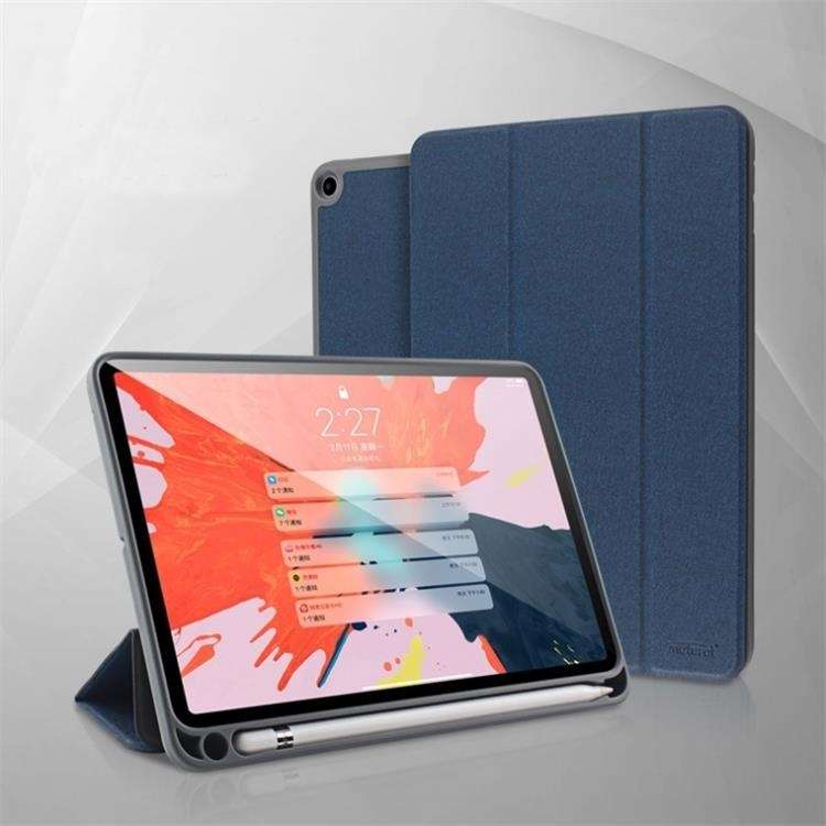 For iPad 10.2 Mutural YASHI Series TPU + PU Cloth Pattern Texture Horizontal Flip Leath ... (Blue)