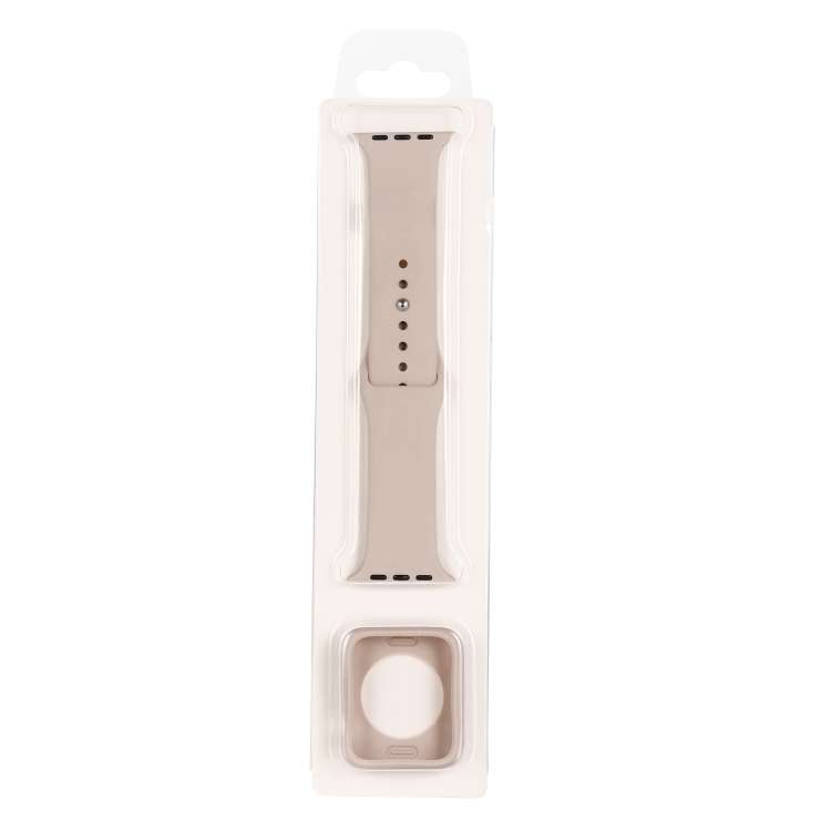 Silicone Watch Band + Watch Protective Case Set For Apple Watch Series 9 / 8 / 7 41mm (Pink)