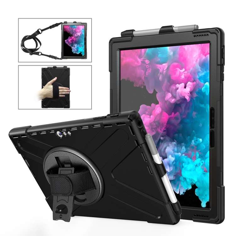 For Microsoft Surface Pro 4 / 5 Shockproof Colorful Silicone + PC Protective Case with ... (Black)