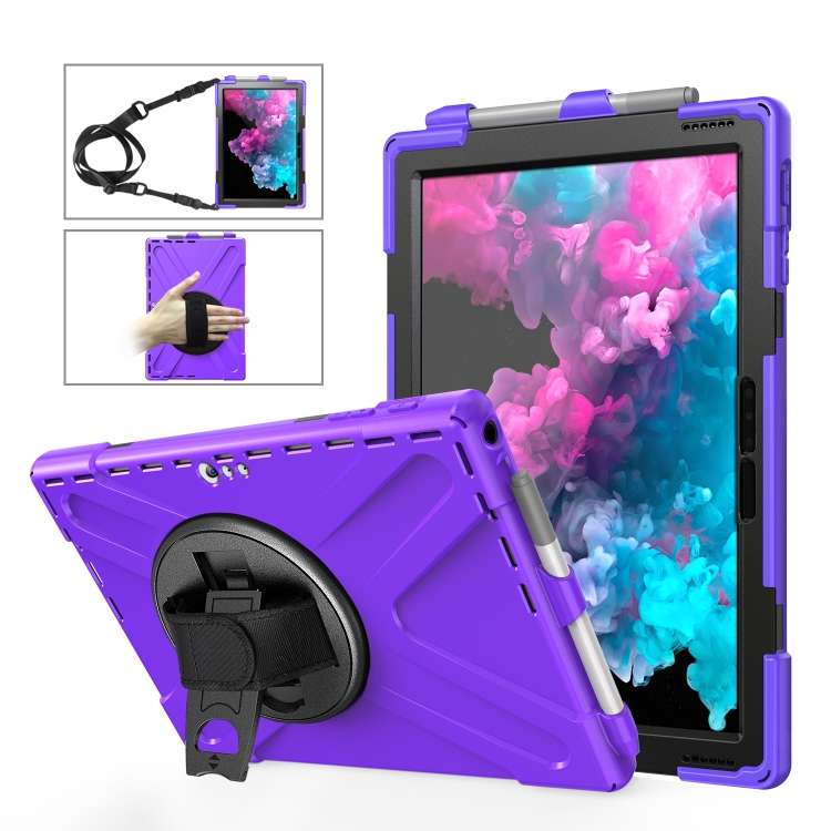 For Microsoft Surface Pro 4 / 5 Shockproof Colorful Silicone + PC Protective Case wit ... (Purple)