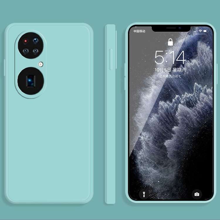 For Huawei P50 Pro Solid Color Imitation Liquid Silicone Straight Edge Dropproof Fu ... (Sky Blue)