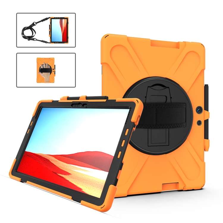 For Microsoft Surface Pro X / Pro X 2021 Shockproof Colorful Silicone + PC Protective ... (Orange)