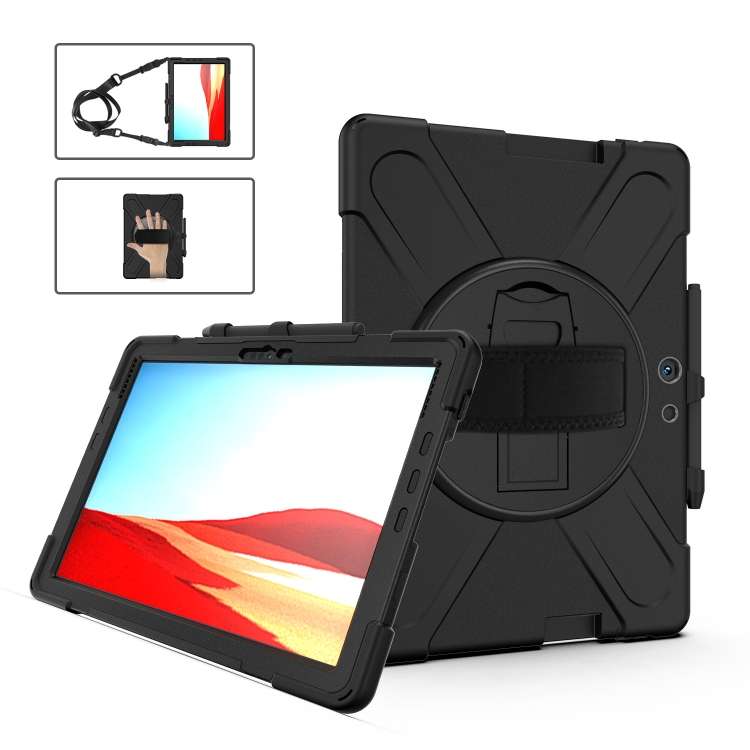 For Microsoft Surface Pro X / Pro X 2021 Shockproof Colorful Silicone + PC Protective ... (Black)