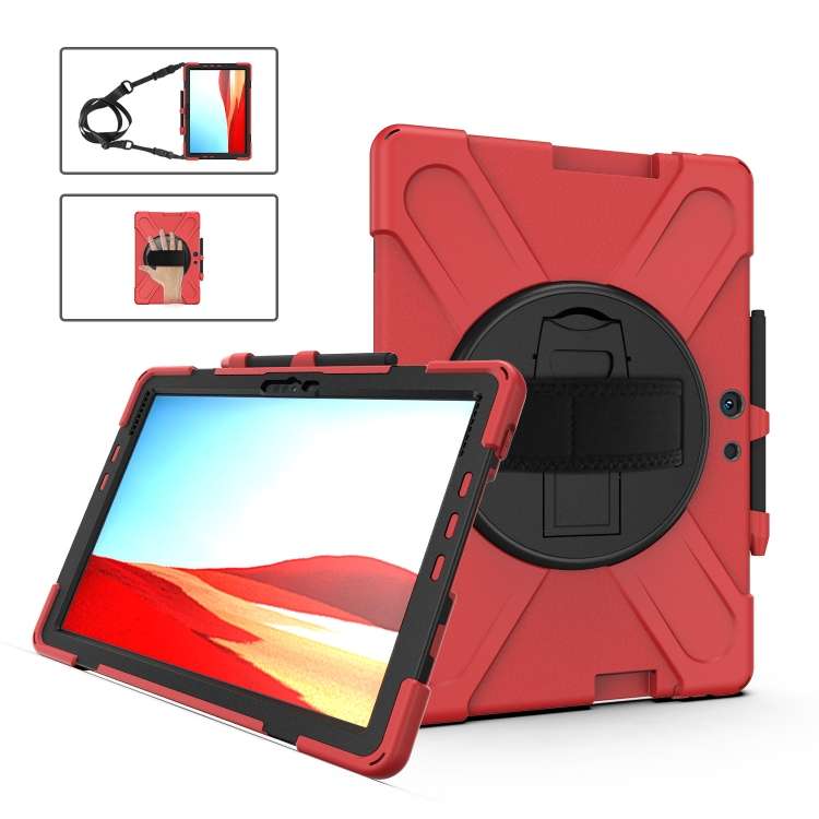For Microsoft Surface Pro X / Pro X 2021 Shockproof Colorful Silicone + PC Protective Ca ... (Red)
