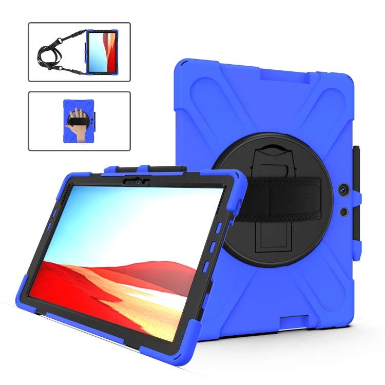 For Microsoft Surface Pro X / Pro X 2021 Shockproof Colorful Silicone + PC Protective C ... (Blue)