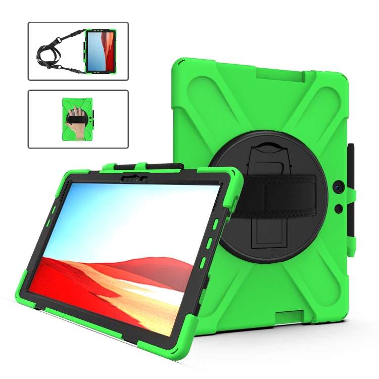 For Microsoft Surface Pro X / Pro X 2021 Shockproof Colorful Silicone + PC Protective ... (Green)