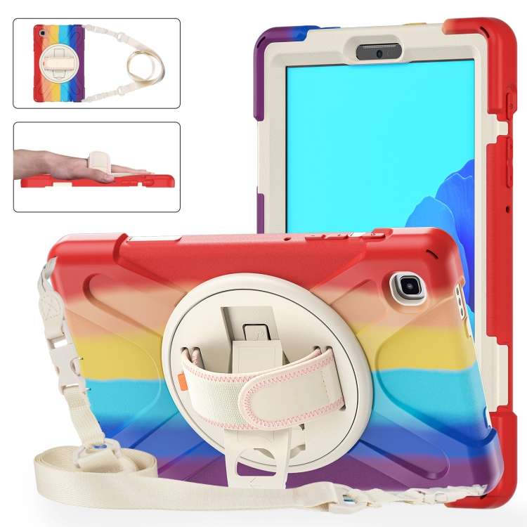 For Samsung Galaxy Tab A7 Lite T220 / T225 Silicone + PC Protective Case with H ... (Colorful Red)