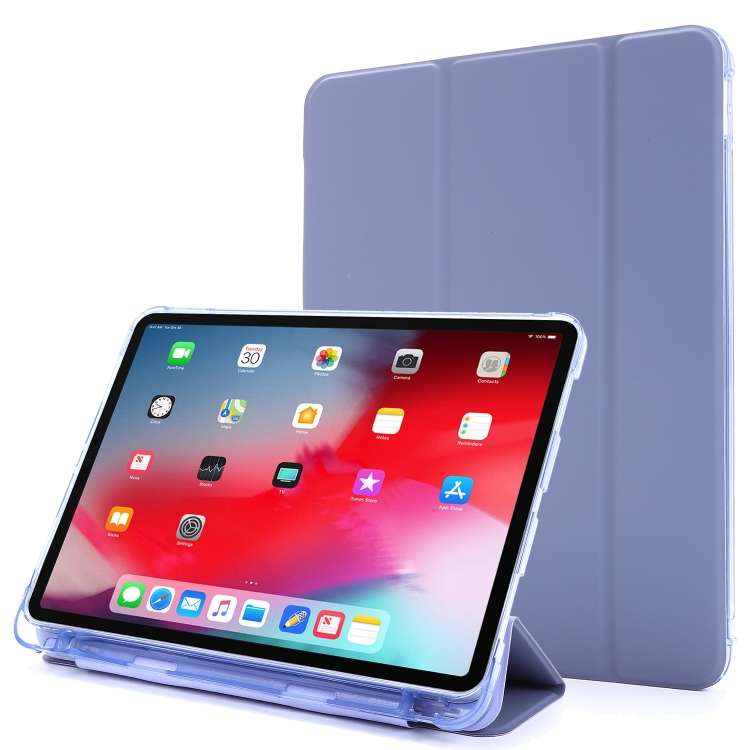 For iPad Pro 12.9 2022 / 2021 Multi-folding Horizontal Flip PU Leather + Shockproof A ... (Purple)