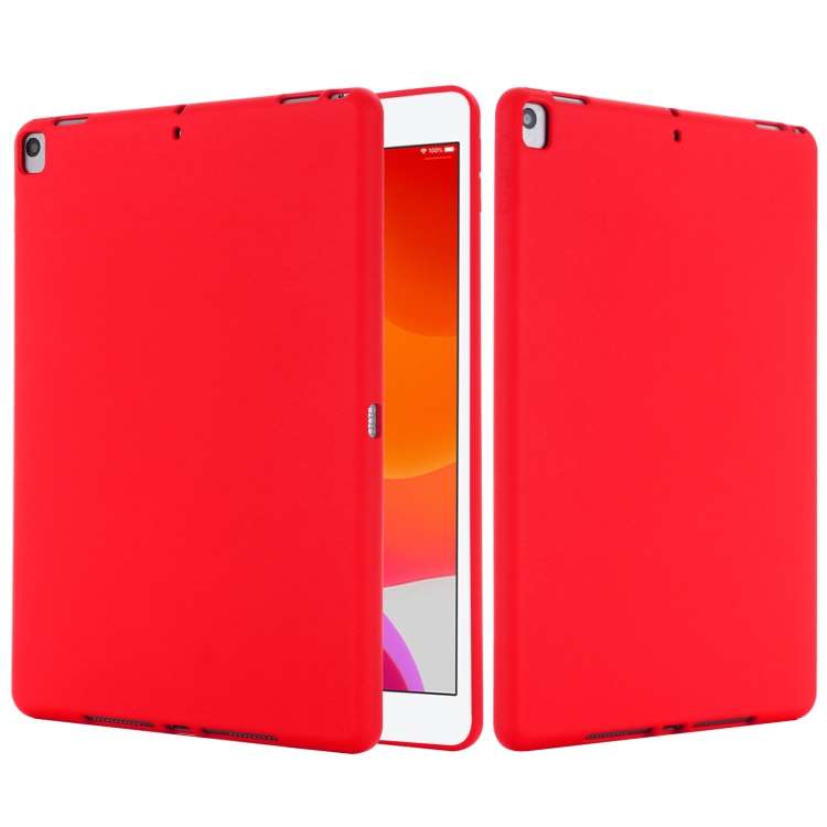 Solid Color Liquid Silicone Dropproof Full Coverage Protective Case For iPad 10.2 2019 ... (Red)