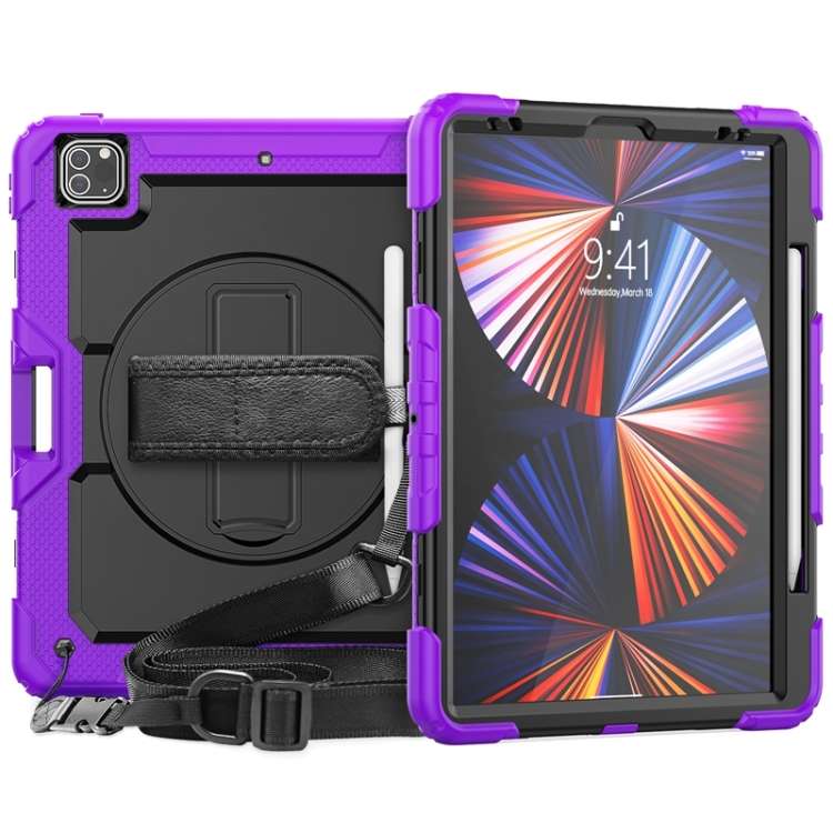 For iPad Pro 12.9 2022 / 2021 / 2020 / 2018 Shockproof Colorful Silicone + P ... (Purple Silicone)
