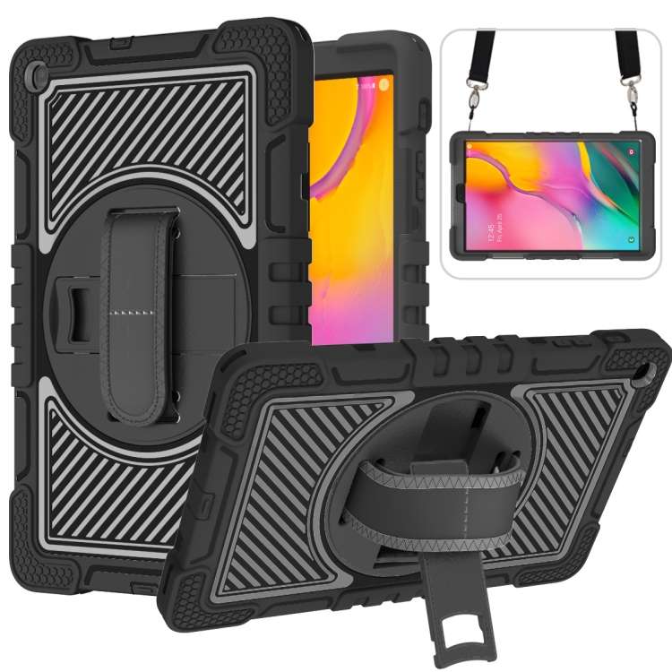 For Samsung Galaxy Tab A 10.1 2019 T515 360 Degree Rotation Contrast Color Shockproof ... (Black)