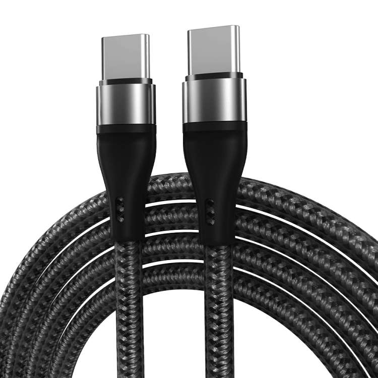 PD 60W USB-C / Type-C to USB-C / Type-C Fast Charging Nylon Braided Data Cable, Cable ... (Black)