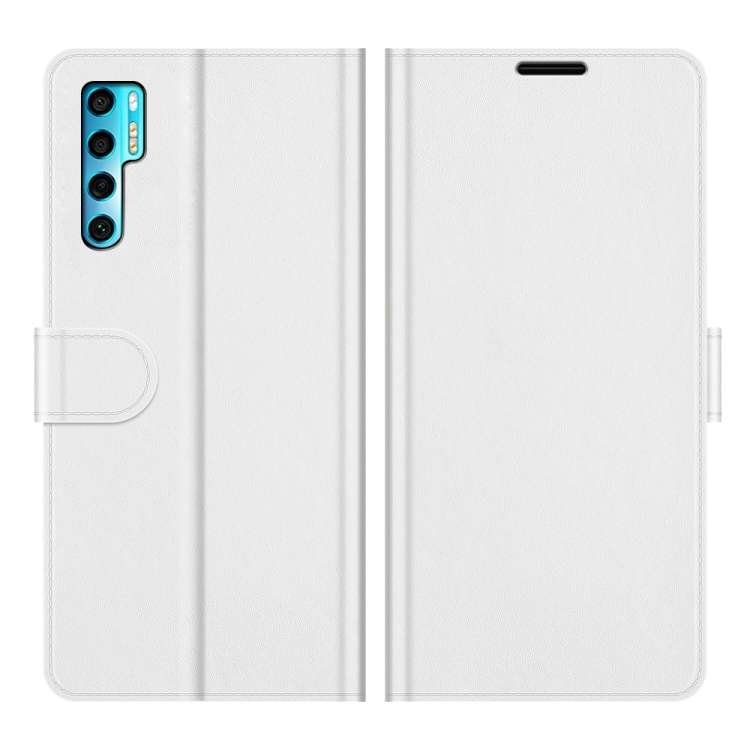 For TCL 20 Pro 5G R64 Texture Single Horizontal Flip Protective Case with Holder & Car ... (White)