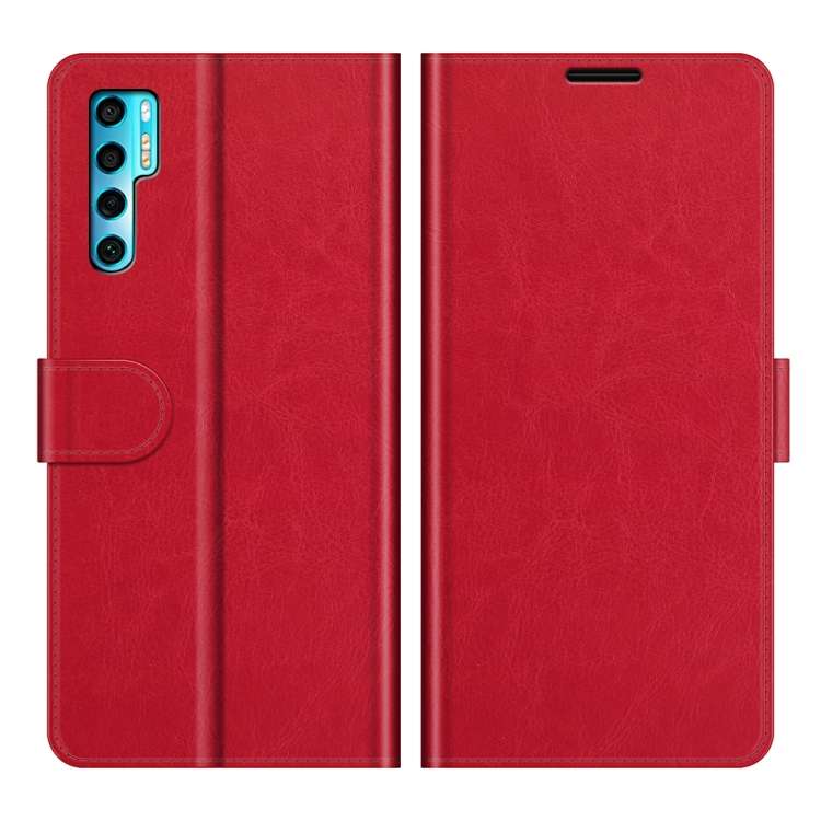 For TCL 20 Pro 5G R64 Texture Single Horizontal Flip Protective Case with Holder & Card ... (Red)