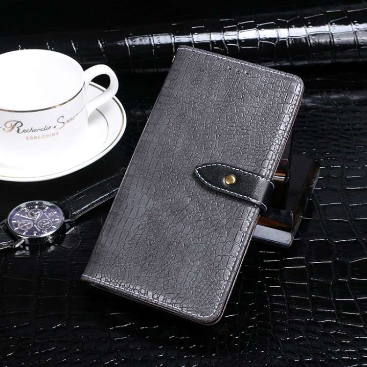 For Lenovo K13 idewei Crocodile Texture Horizontal Flip Leather Case with Holder & Card ... (Gray)