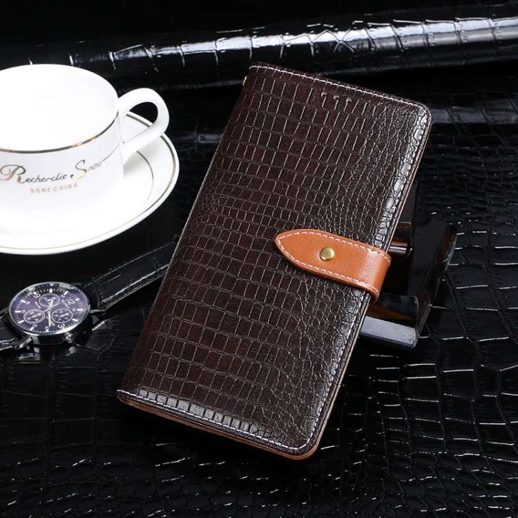 For Lenovo K13 idewei Crocodile Texture Horizontal Flip Leather Case with Holder ... (Dark Brown)