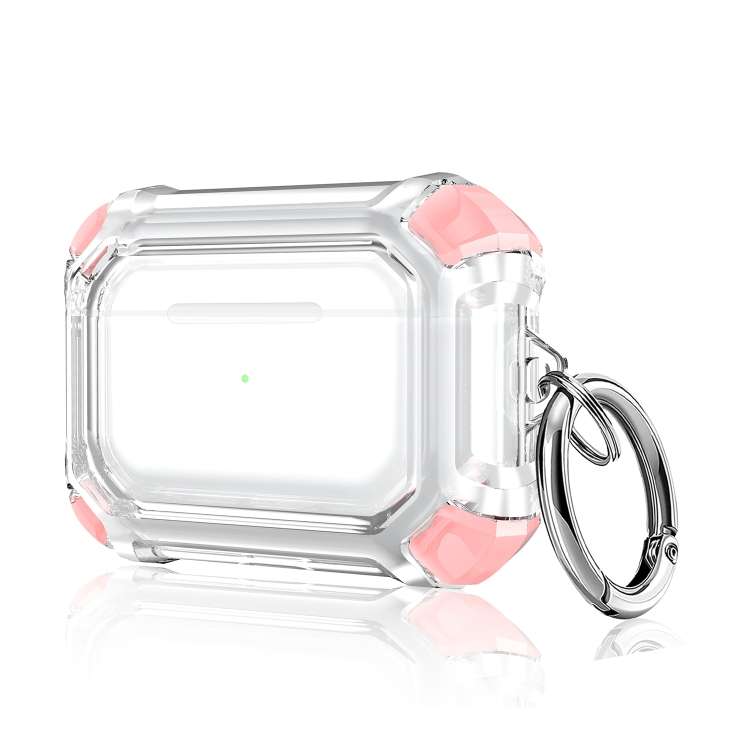 Four Corners Anti-fall Wireless Earphone Dual-color PC Protective Case with Hook For Ai ... (Pink)