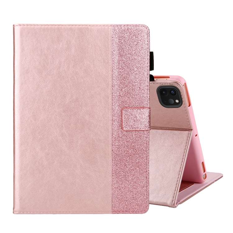 Glitter Powder Stitching Hot-pressed Changing PU Leather Tablet Case with Holder & Card ... (Pink)
