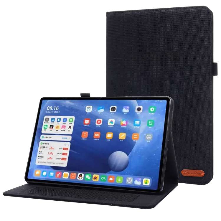 For Xiaomi Pad 5 / 5 Pro Horizontal Flip TPU + Fabric PU Leather Protective Case with ... (Black)