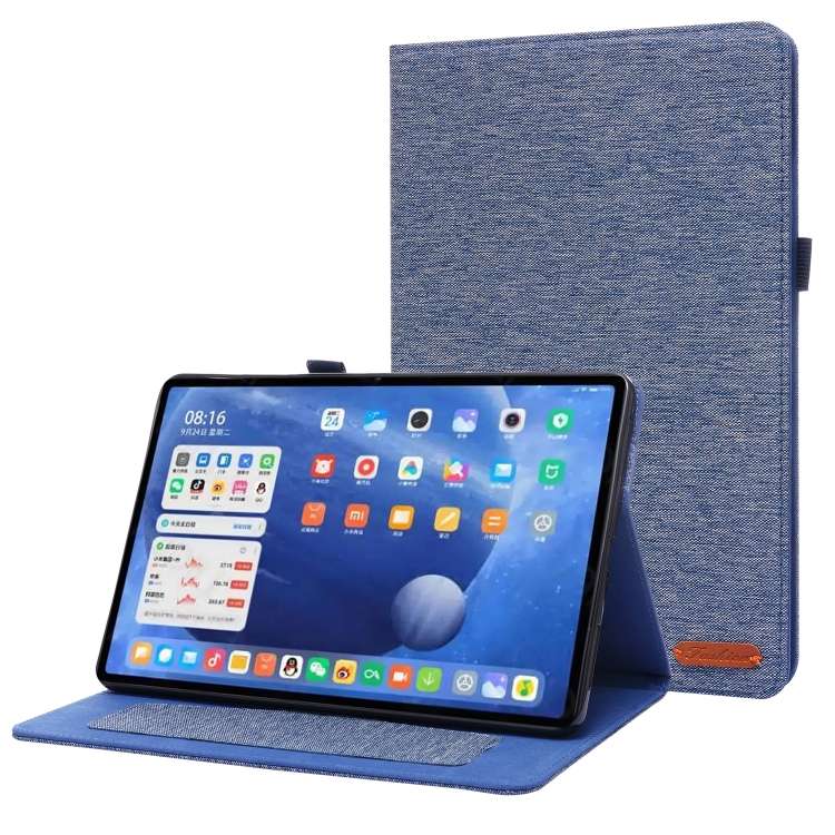 For Xiaomi Pad 5 / 5 Pro Horizontal Flip TPU + Fabric PU Leather Protective Case w ... (Dark Blue)