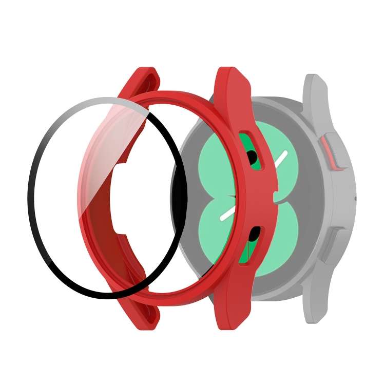 For Samsung Galaxy Watch4 40mm PC Protective Case with Tempered Glass Film(Red)