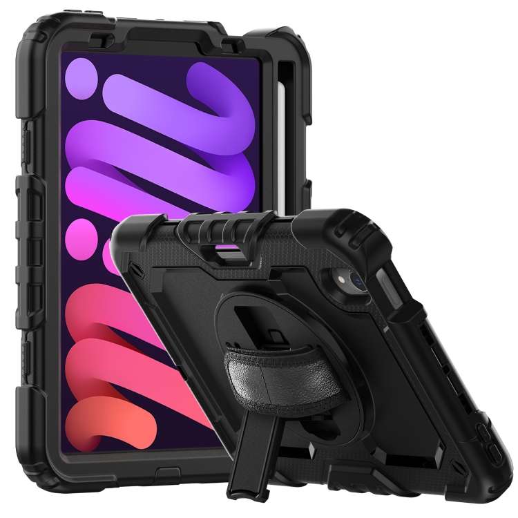 For iPad mini 2024 / mini 6 Shockproof Silicone + PC Protective Tablet Case with Holde ... (Black)