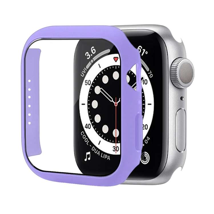 Shockproof PC Protective Case with Tempered Glass Film For Apple Watch Series 9 / 8 ... (Purple)