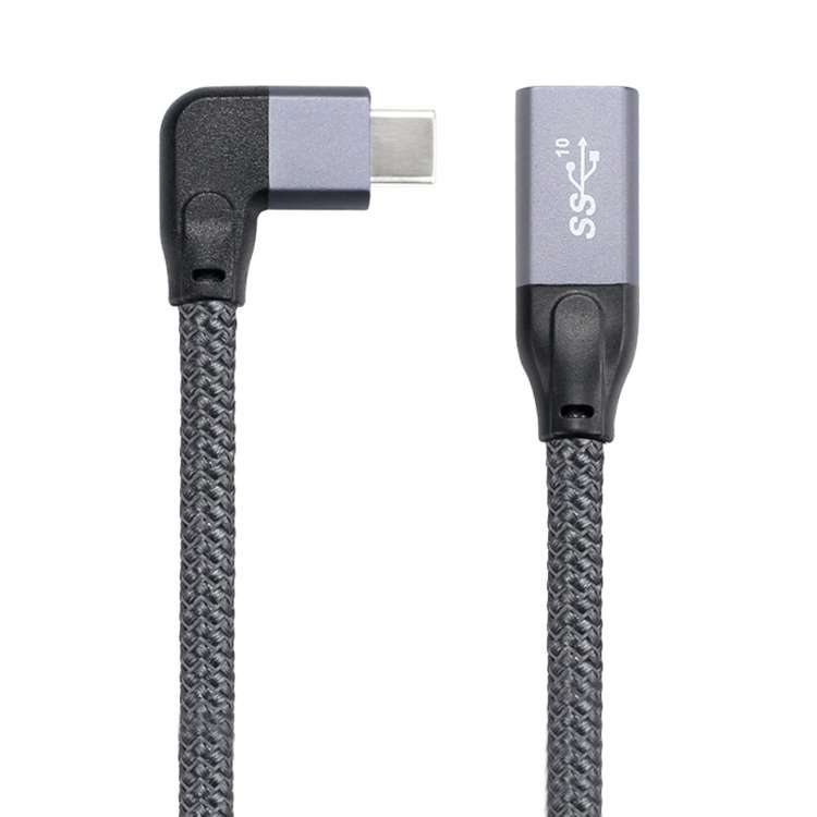100W USB-C / Type-C Elbow Male to USB-C / Type-C Female Full-function Data Extension Cable, Cable