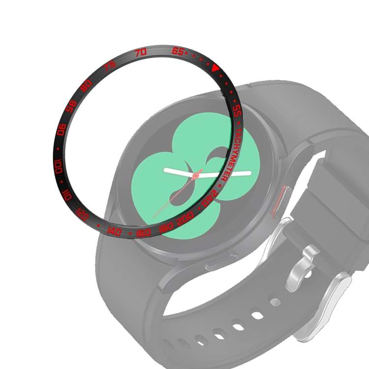 For Samsung Galaxy Watch4 Classic 46mm Smart Watch Steel Bezel Ring, E ... (Black Ring Red Letter)
