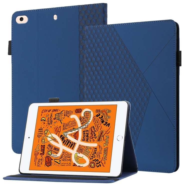 Rhombus Skin Feel Horizontal Flip Tablet Leather Case with Card Slots & Holder & ... (Royal Blue)