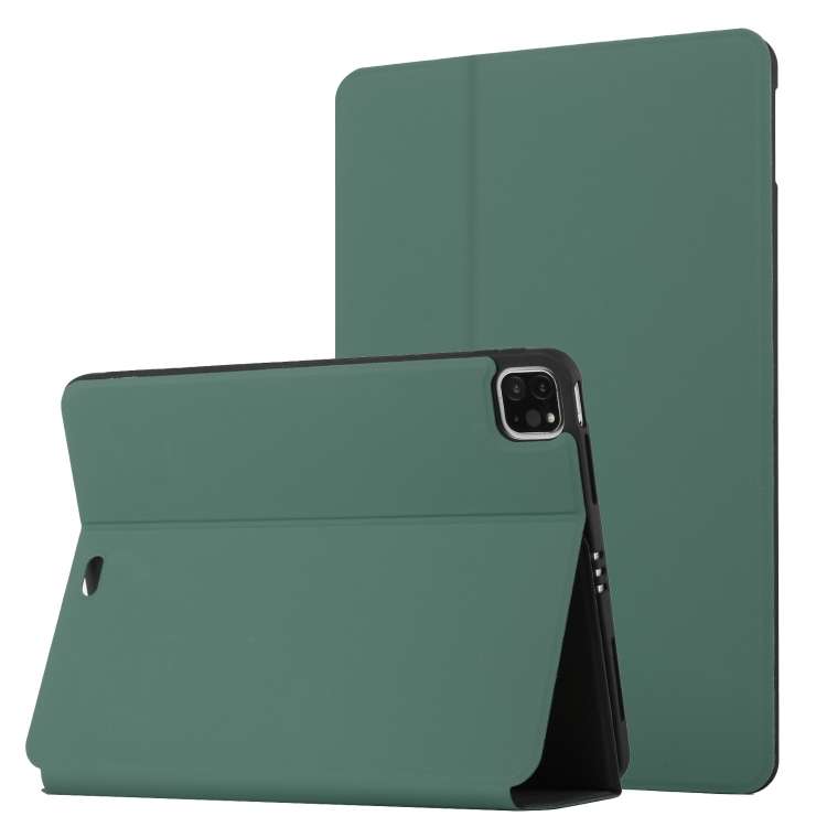 For iPad Pro 11 2020 & 2018 Dual-Folding Horizontal Flip Tablet Leather Tablet Ca ... (Dark Green)
