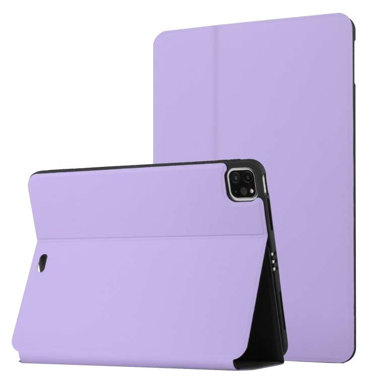 For iPad Pro 11 2020 & 2018 Dual-Folding Horizontal Flip Tablet Leather Tablet ... (Light Purple)