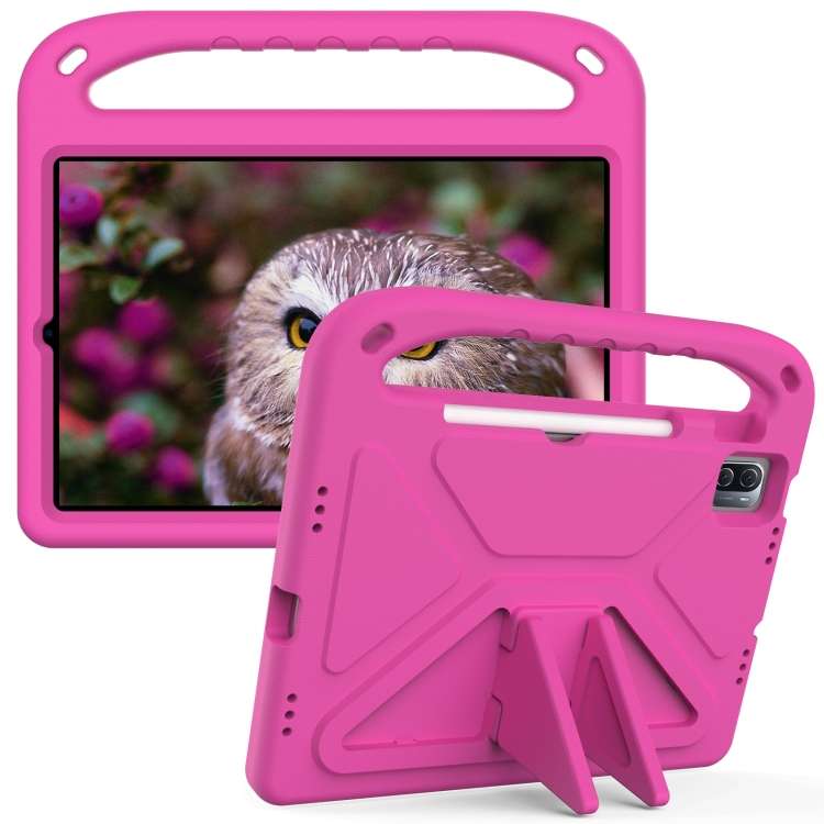 For Xiaomi Pad 5 / Pad 5 Pro Handle Portable EVA Shockproof Tablet Case with Triang ... (Rose Red)