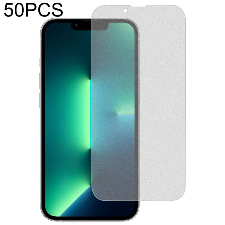 For iPhone 13 Pro Max 50pcs Transparent Frosted Full Screen Tempered Glass Film