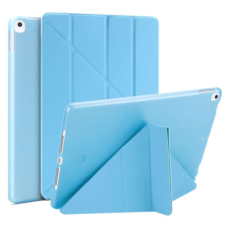 Multi-folding PU Leather Matte TPU Tablet Case For iPad Pro 10.2 2021 / 2020 / 10 ... (Light Blue)